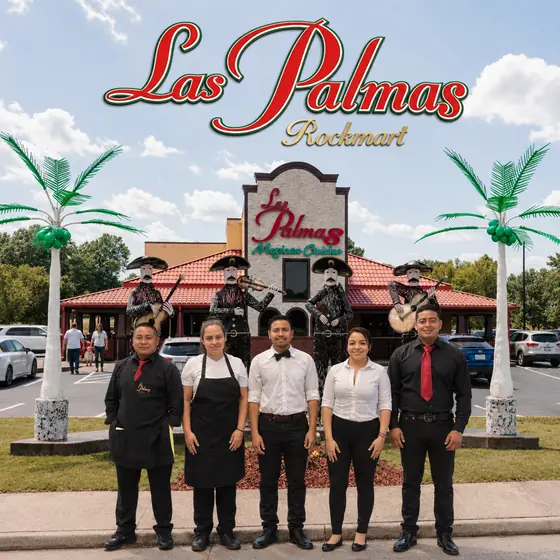Las Palmas Rockmart staff team in front of the Rockmart, GA storefront